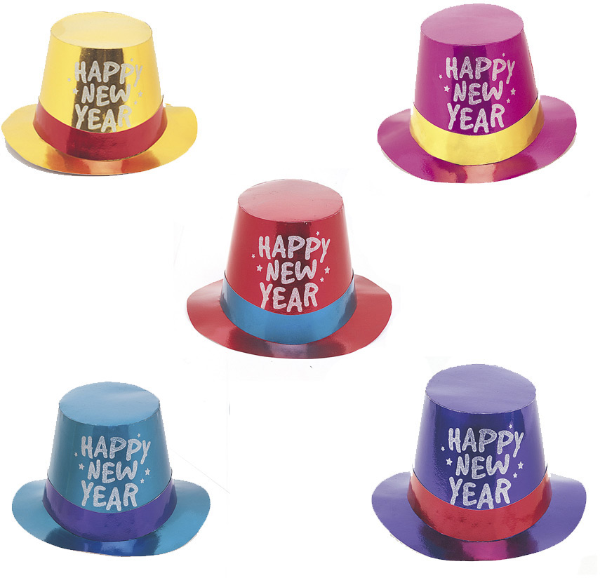 Chapeau haut-de-forme Happy New Year, 12 po