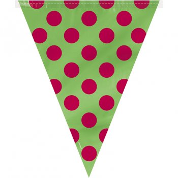Guirlande fanions  pois Rouge/Vert 