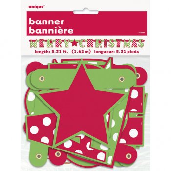 Guirlande Merry Christmas  pois Rouge/Vert 