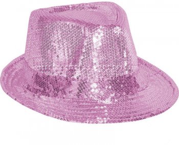 Chapeau Disco Paillettes Rose 