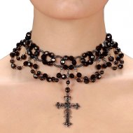 Collier Perles Gothique avec Pendentif Croix