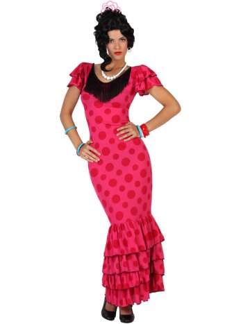 Déguisement de Danseuse Flamenco Rose/Rouge Taille S 