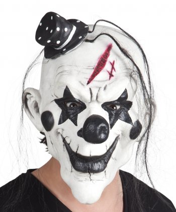 Masque Intgral Clown Pycho Noir et Blanc - Latex 