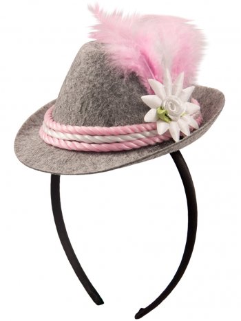 Serre-Tte Mini Chapeau Bavarois Gris/Rose 