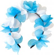 Diadème Bavarois Fleurs Blanc/Bleu