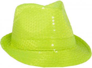 Chapeau Sequin Vert Fluo 