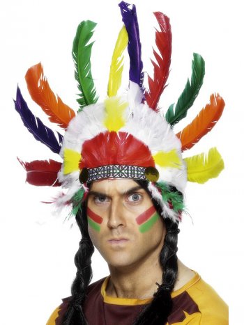 Coiffe d Indien Plumes Multicolores 