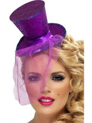 Mini Chapeau Burlesque Violet à Voilette