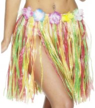 Jupe Hawaenne courte  franges multicolores