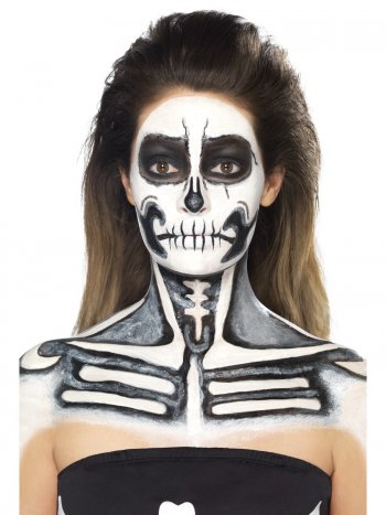 Kit Maquillage Latex Squelette Noir et Blanc 