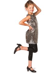 Robe Paillettes Disco Argent Enfant