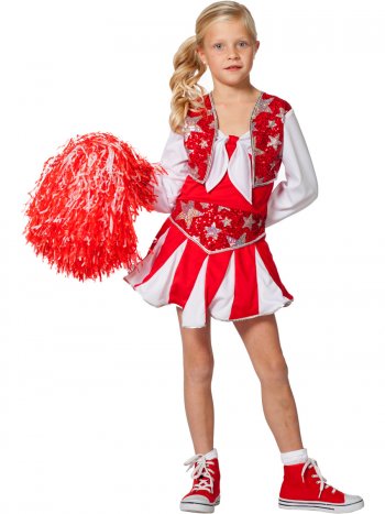 Déguisement luxe pompom girl rouge femme