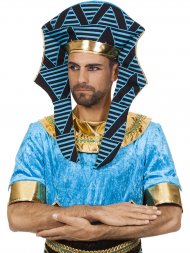 Coiffe Pharaon Egyptien Bleu/Noir