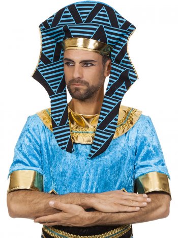 Coiffe Pharaon Egyptien Bleu/Noir 