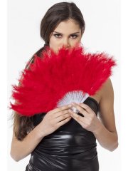 Eventail Plumes Rouges