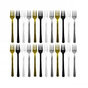 24 Fourchettes Cocktail Or/Argent/Blanc/Noir
