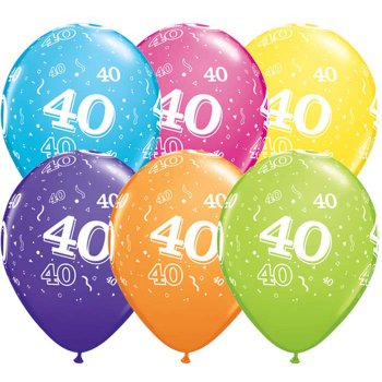 6 Ballons Multicolores 40 ans 