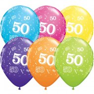 6 Ballons Multicolores 50 ans